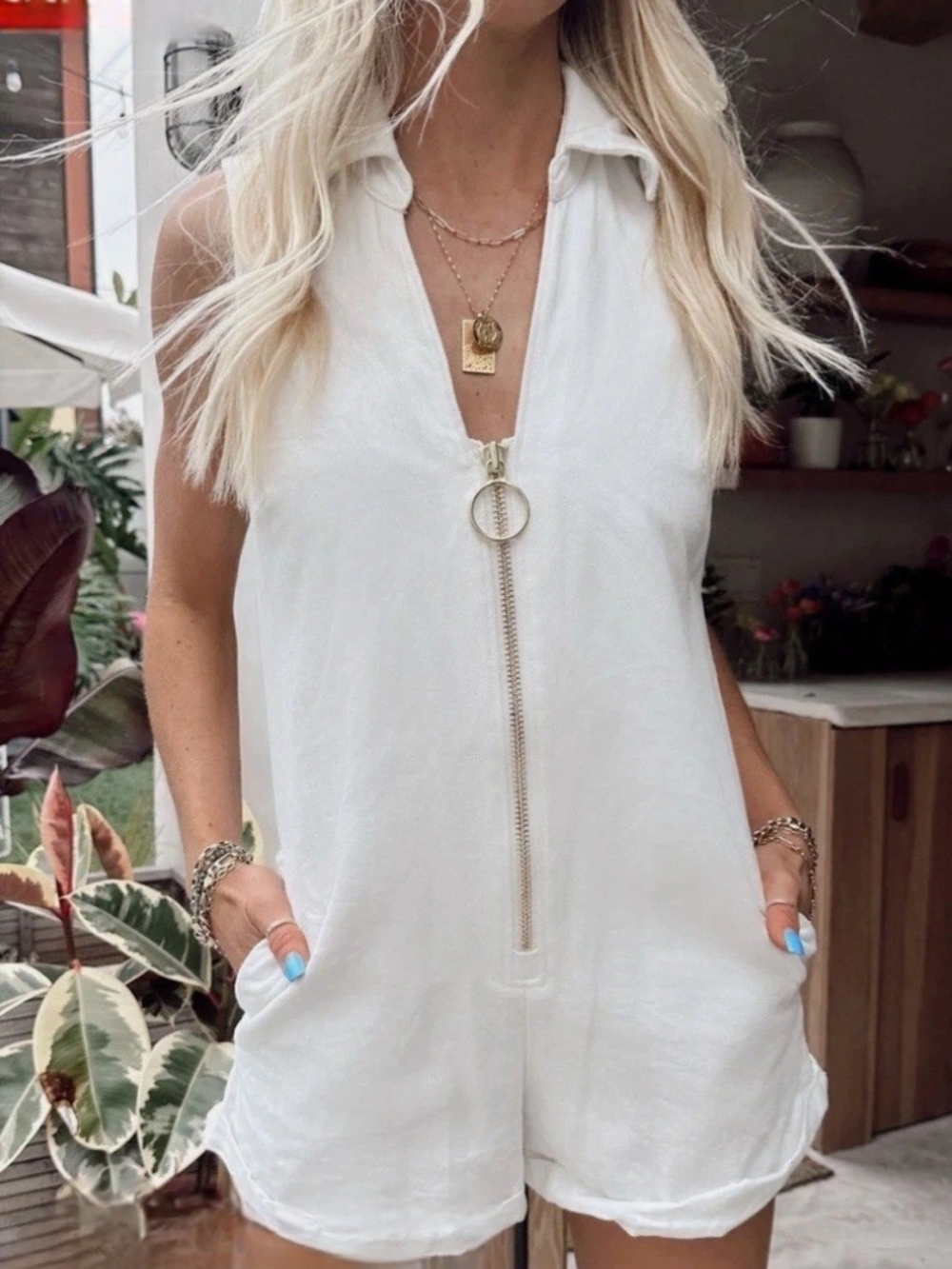 NWT Show Me Your Mu Mu White Denim Reno Romper